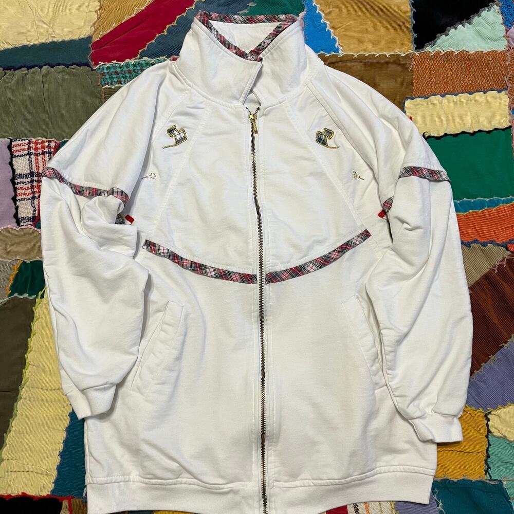Vintage Euro Club Full Zip White Jacket Large